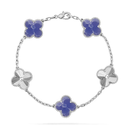 [LunaMar]LUCKY CLOVER 5-MOTIF BRACELET - BLUE LARIMAR COLLECTION
