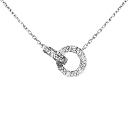 [LunaMar]LOVE DOUBLE-RING PENDANT FULL-PAVÉ NECKLACE