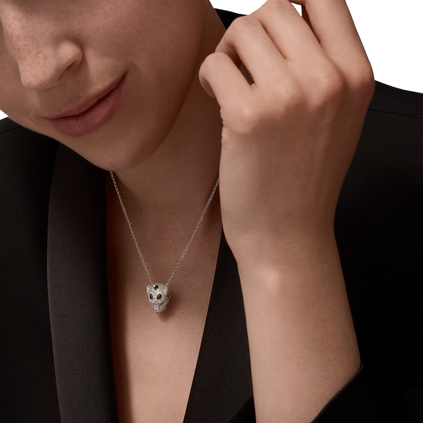 [LunaMar]LEOPARD HEAD FULL PAVÉ DIAMOND PENDANT NECKLACE