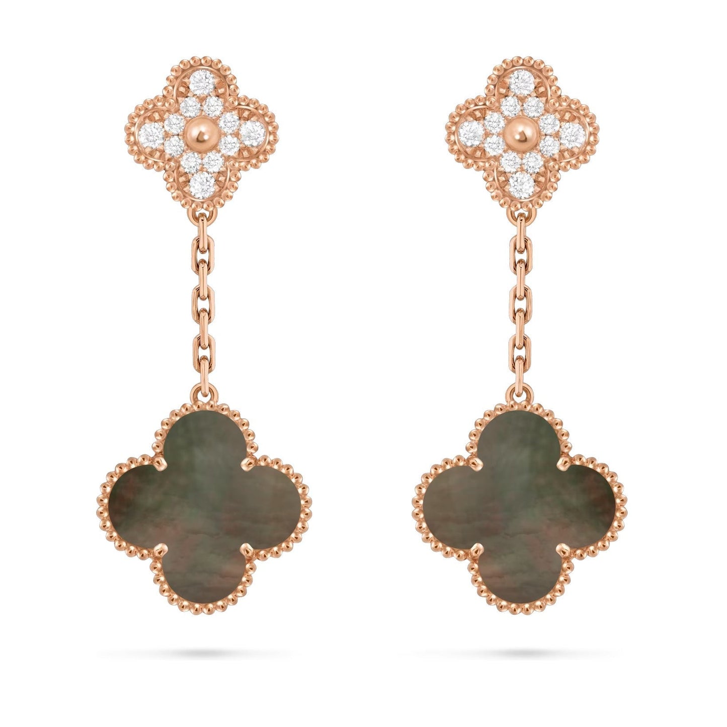 [LunaMar]CLOVER DUAL-MOTIF STATEMENT STUD EARRINGS - DOUBLE-CHARM COLLECTION