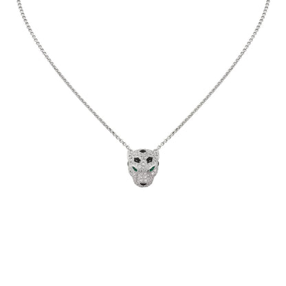 [LunaMar]LEOPARD HEAD FULL PAVÉ DIAMOND PENDANT NECKLACE