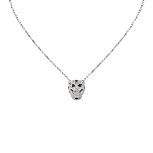 [LunaMar]LEOPARD HEAD FULL PAVÉ DIAMOND PENDANT NECKLACE