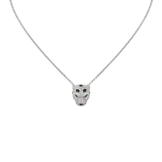 [LunaMar]LEOPARD HEAD FULL PAVÉ DIAMOND PENDANT NECKLACE