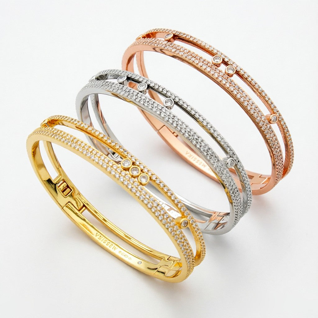 [LunaMar]MOVE ROMANE PAVÉ DIAMOND BANGLE BRACELET