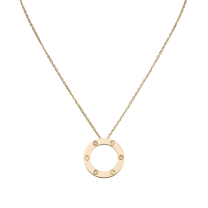 [LunaMar]LOVE LARGE CIRCULAR PENDANT 3-DIAMOND NECKLACE