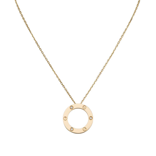 [LunaMar]LOVE LARGE CIRCULAR PENDANT 3-DIAMOND NECKLACE