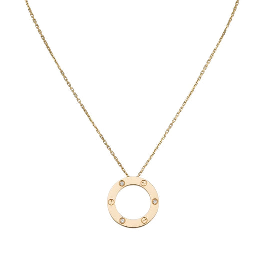 [LunaMar]LOVE LARGE CIRCULAR PENDANT 3-DIAMOND NECKLACE
