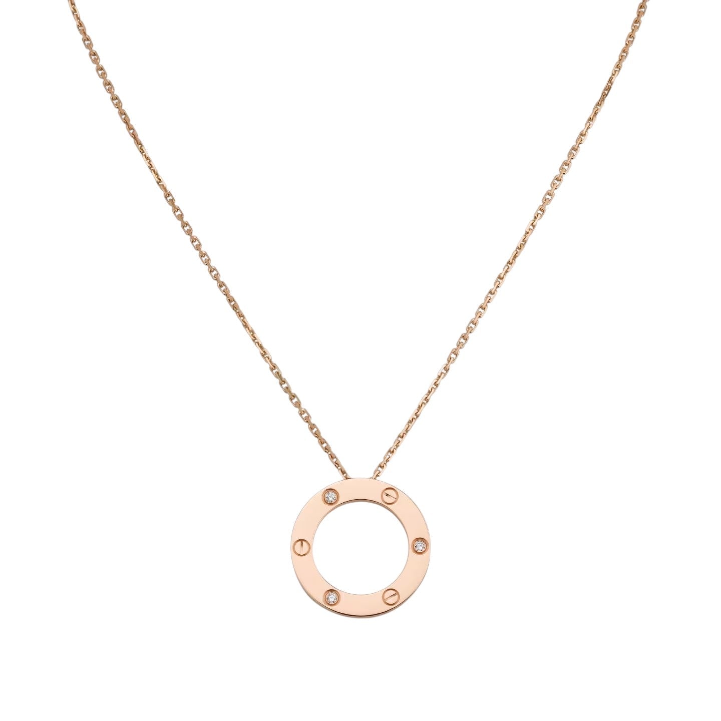 [LunaMar]LOVE LARGE CIRCULAR PENDANT 3-DIAMOND NECKLACE