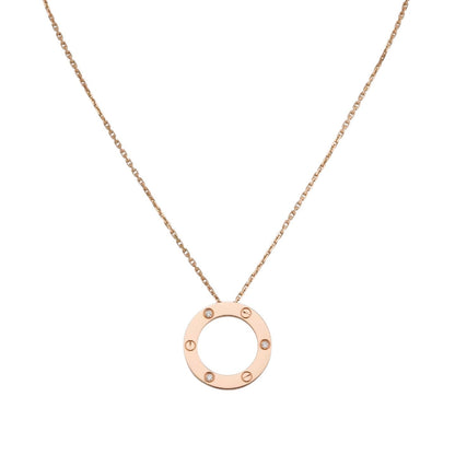 [LunaMar]LOVE LARGE CIRCULAR PENDANT 3-DIAMOND NECKLACE