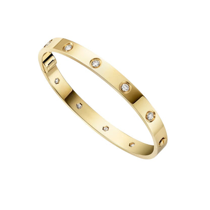 [LunaMar]CLASSIC 6.1MM LOVE SINGLE-SCREW CLOSURE BANGLE - 10-DIAMOND