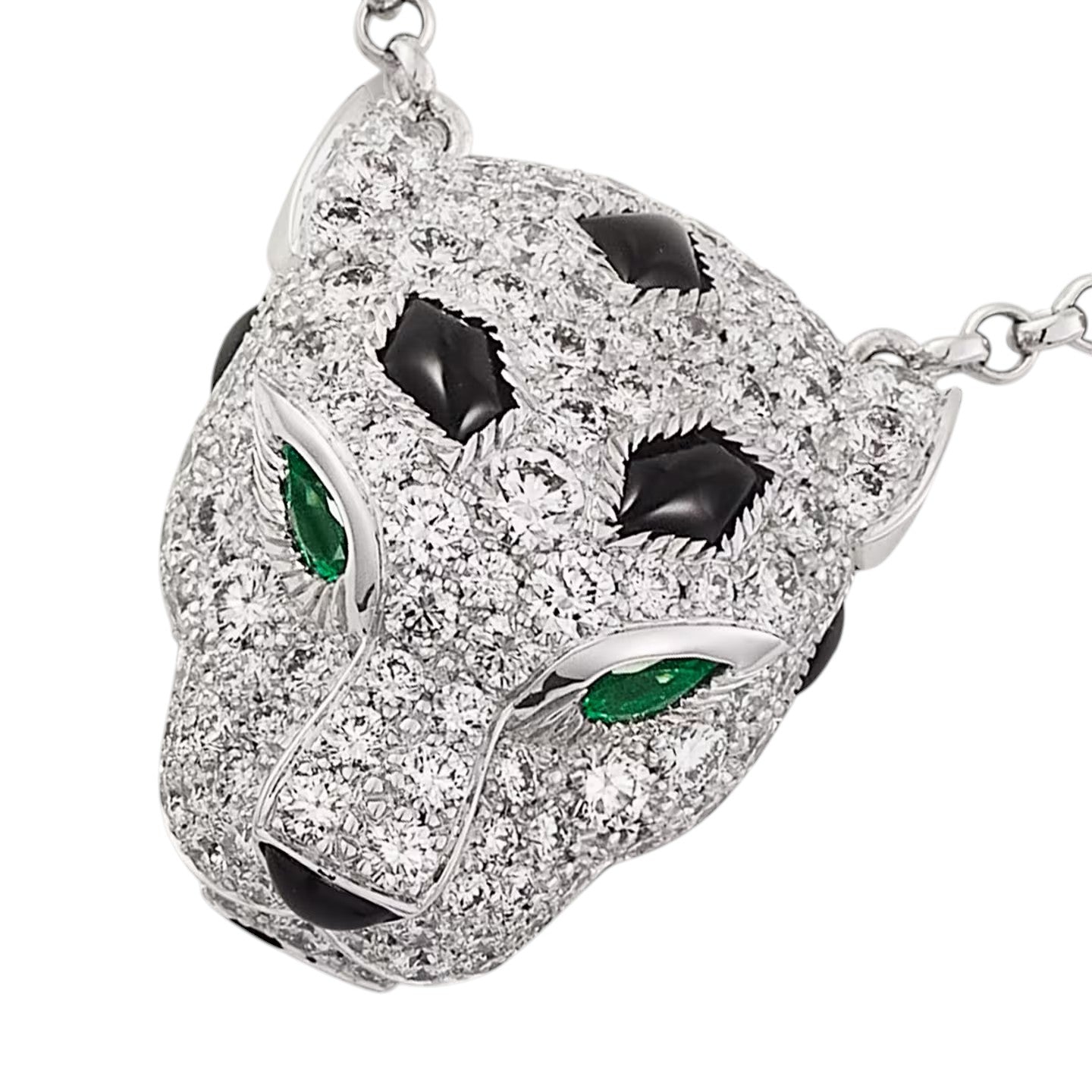 [LunaMar]LEOPARD HEAD FULL PAVÉ DIAMOND PENDANT NECKLACE