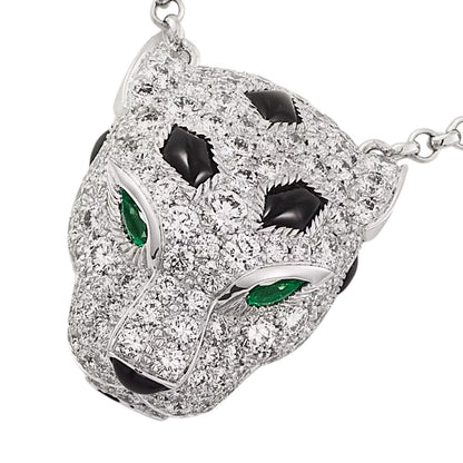 [LunaMar]LEOPARD HEAD FULL PAVÉ DIAMOND PENDANT NECKLACE