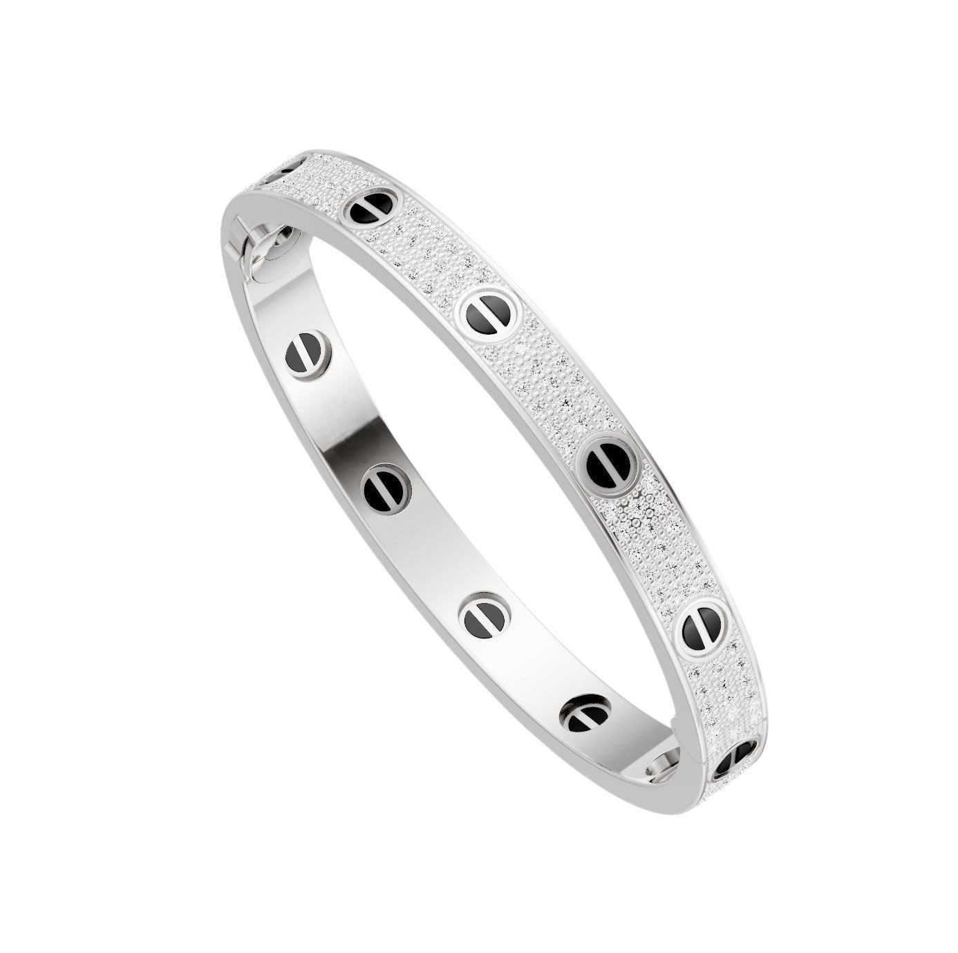 [LunaMar]CLASSIC 6.1MM LOVE BANGLE - DIAMOND PAVÉ & BLACK CERAMIC