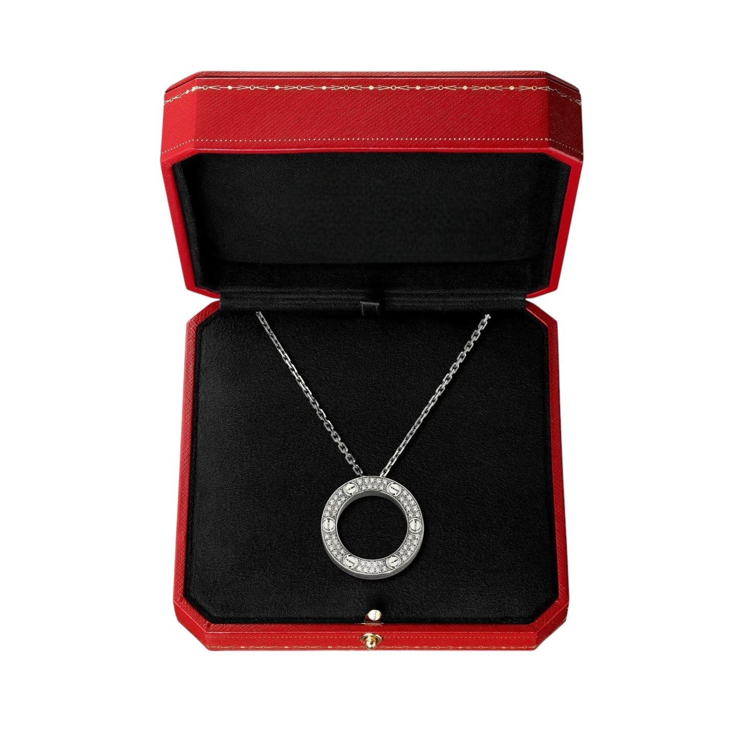 [LunaMar]LOVE LARGE CIRCULAR PENDANT FULL-PAVÉ DIAMOND NECKLACE