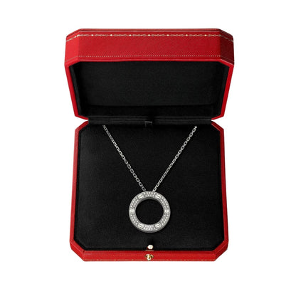 [LunaMar]LOVE LARGE CIRCULAR PENDANT FULL-PAVÉ DIAMOND NECKLACE