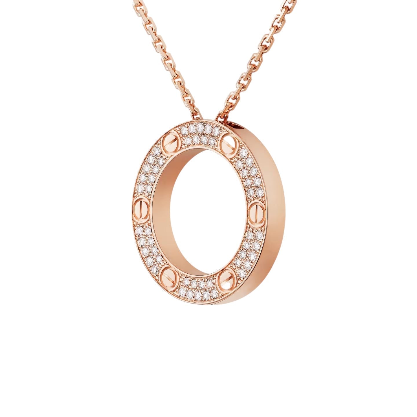 [LunaMar]LOVE LARGE CIRCULAR PENDANT FULL-PAVÉ DIAMOND NECKLACE