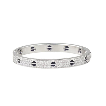 [LunaMar]CLASSIC 6.1MM LOVE BANGLE - DIAMOND PAVÉ & BLACK CERAMIC