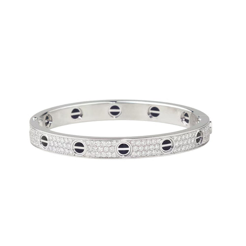 [LunaMar]CLASSIC 6.1MM LOVE BANGLE - DIAMOND PAVÉ & BLACK CERAMIC