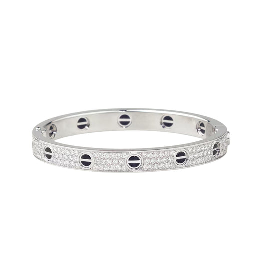[LunaMar]CLASSIC 6.1MM LOVE BANGLE - DIAMOND PAVÉ & BLACK CERAMIC