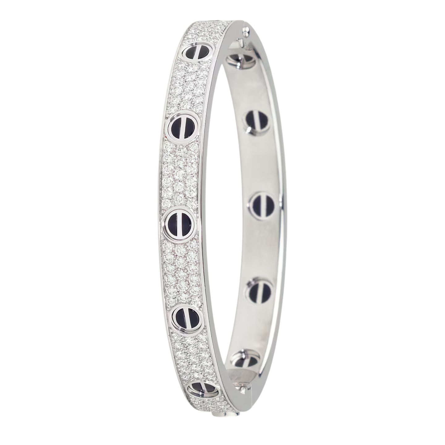 [LunaMar]CLASSIC 6.1MM LOVE BANGLE - DIAMOND PAVÉ & BLACK CERAMIC