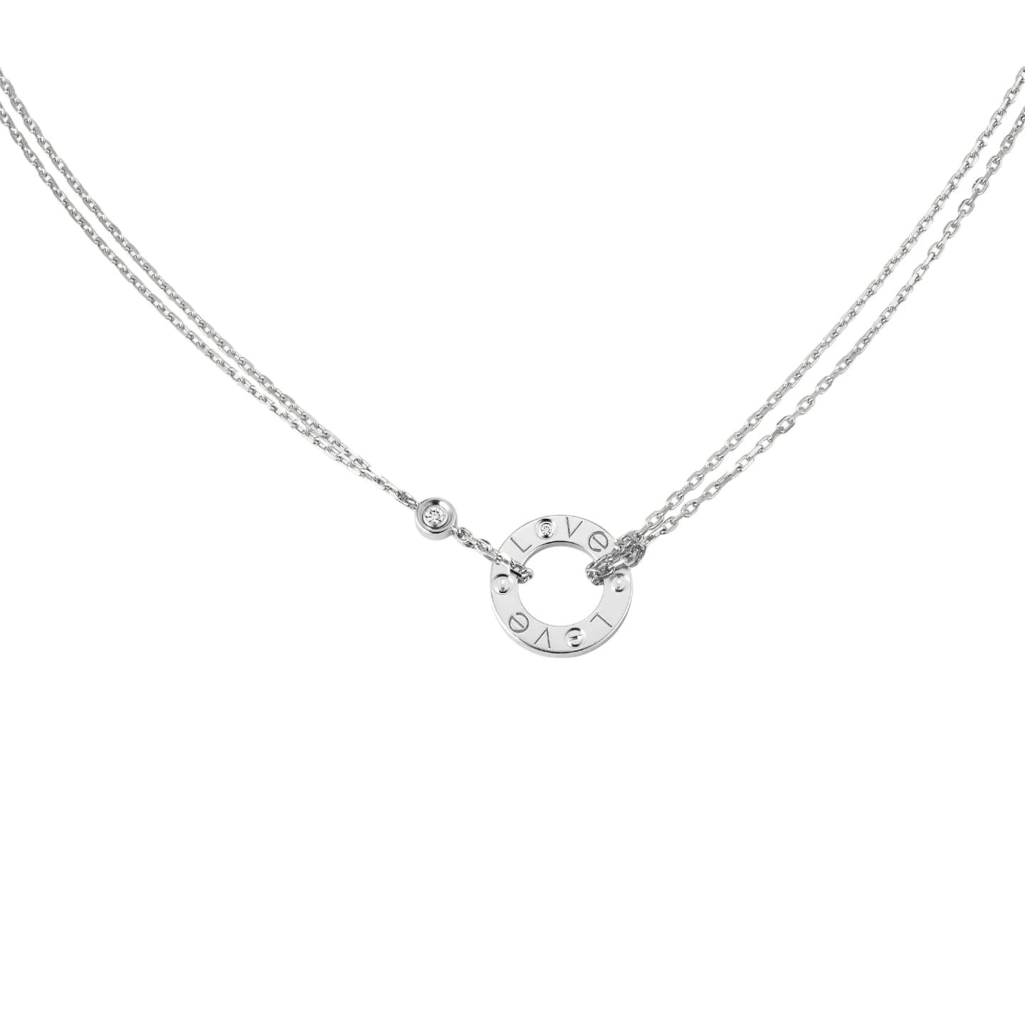 [LunaMar]LOVE CIRCULAR PENDANT 2-DIAMOND NECKLACE