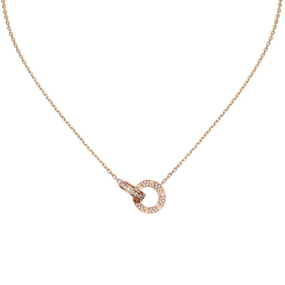 [LunaMar]LOVE DOUBLE-RING PENDANT FULL-PAVÉ NECKLACE