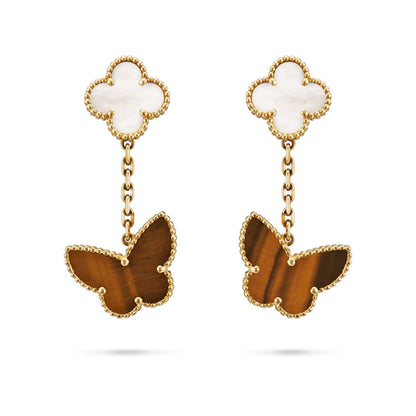 [LunaMar]CLOVER DUAL-MOTIF STATEMENT STUD EARRINGS - DOUBLE-CHARM COLLECTION