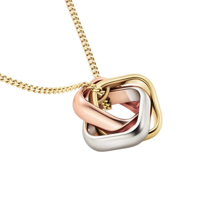[LunaMar]TRI-COLOR SQUARE RING NECKLACE