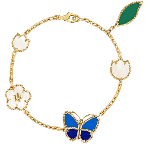 [LunaMar]SPRING ENCHANTMENT BUTTERFLY & FLORAL CHARM BRACELET