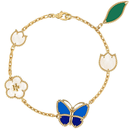 [LunaMar]SPRING ENCHANTMENT BUTTERFLY & FLORAL CHARM BRACELET