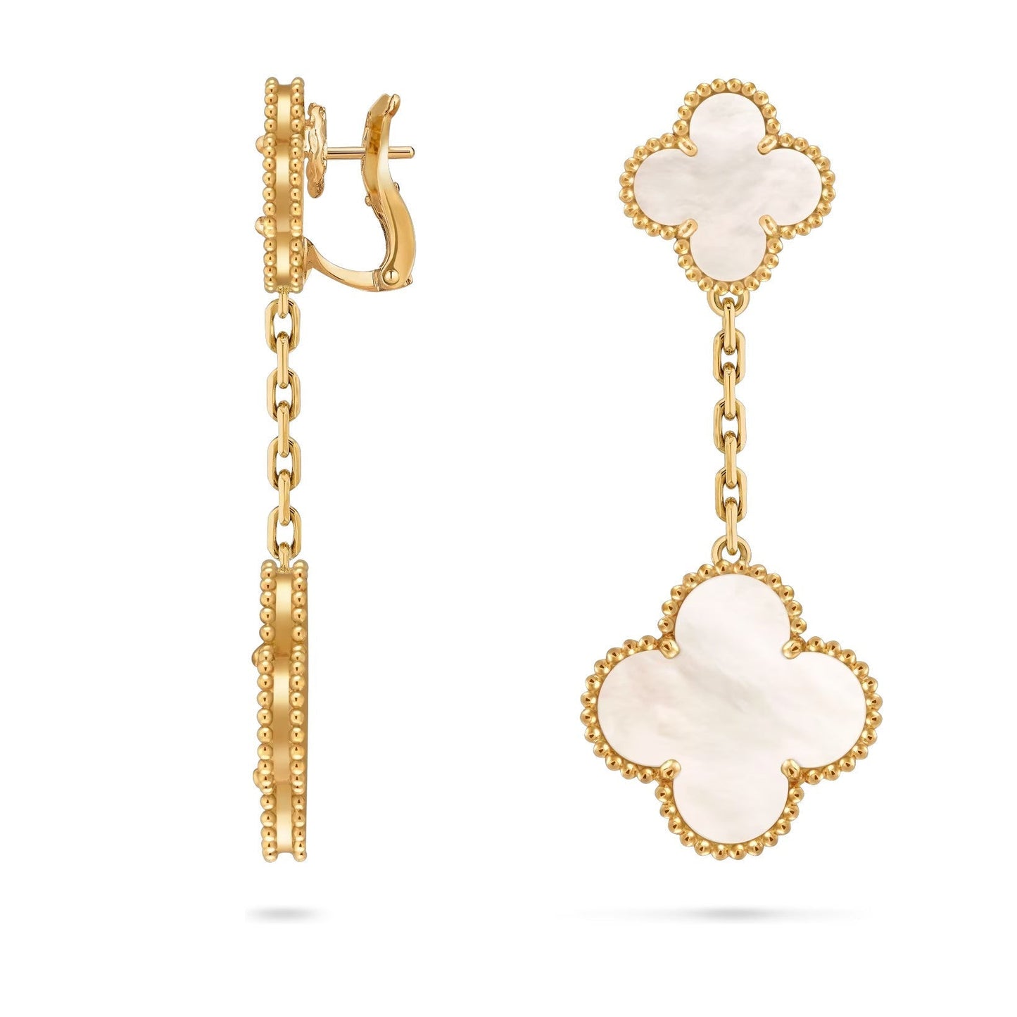 [LunaMar]CLOVER DUAL-MOTIF STATEMENT STUD EARRINGS - DOUBLE-CHARM COLLECTION