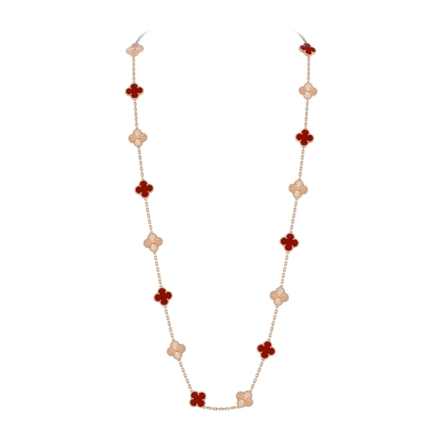 [LunaMar]CLASSIC 20-MOTIF LUCKY CLOVER LONG NECKLACE ROSE GOLD COLLECTION