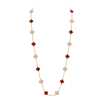 [LunaMar]CLASSIC 20-MOTIF LUCKY CLOVER LONG NECKLACE ROSE GOLD COLLECTION