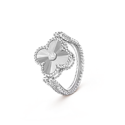 [LunaMar]LUCKY CLOVER WHITE GOLD REVERSIBLE RING
