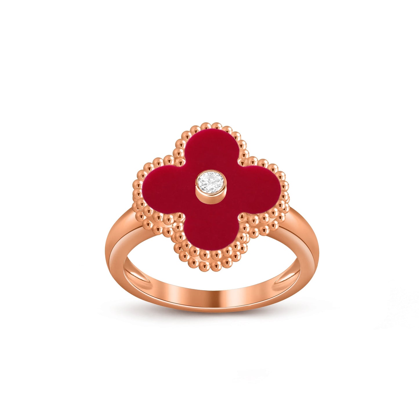 [LunaMar]LUCKY CLOVER DIAMOND-ACCENT ROSE GOLD RING COLLECTION