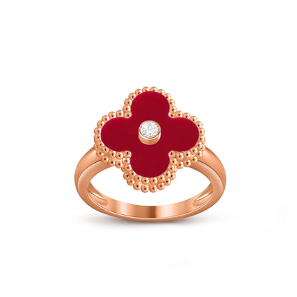 [LunaMar]LUCKY CLOVER DIAMOND-ACCENT ROSE GOLD RING COLLECTION