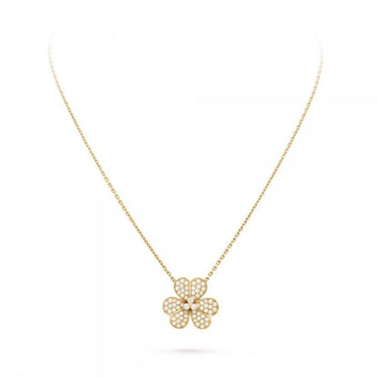 [LunaMar]PAVÉ DIAMOND FLOWER CHARM NECKLACE