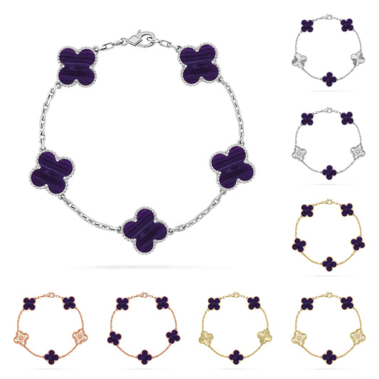 [LunaMar]LUCKY CLOVER 5-MOTIF BRACELET - CHAROITE COLLECTION
