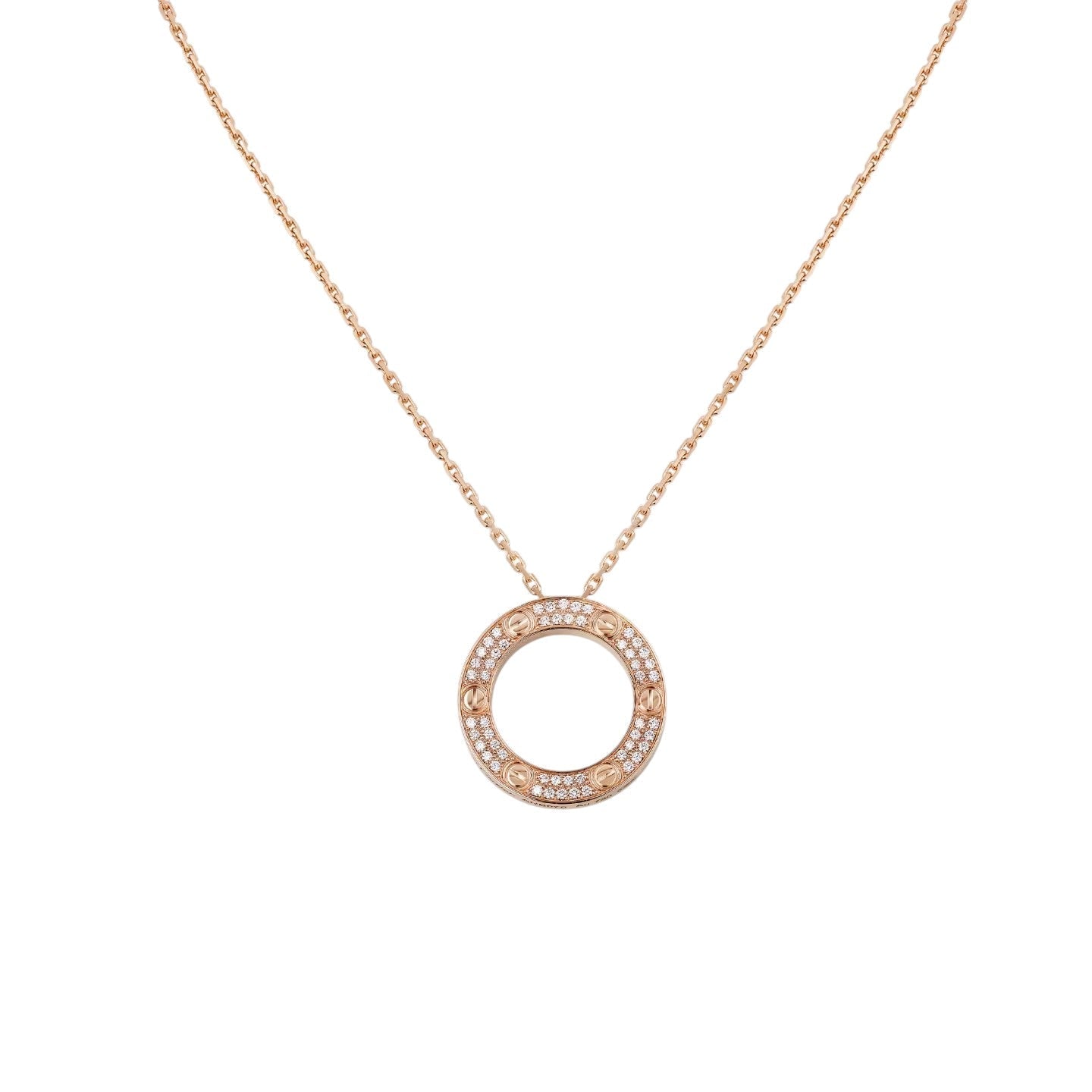 [LunaMar]LOVE LARGE CIRCULAR PENDANT FULL-PAVÉ DIAMOND NECKLACE
