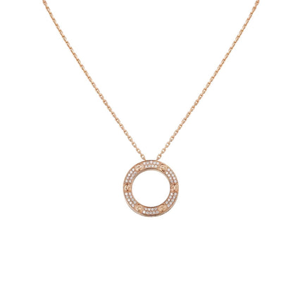 [LunaMar]LOVE LARGE CIRCULAR PENDANT FULL-PAVÉ DIAMOND NECKLACE