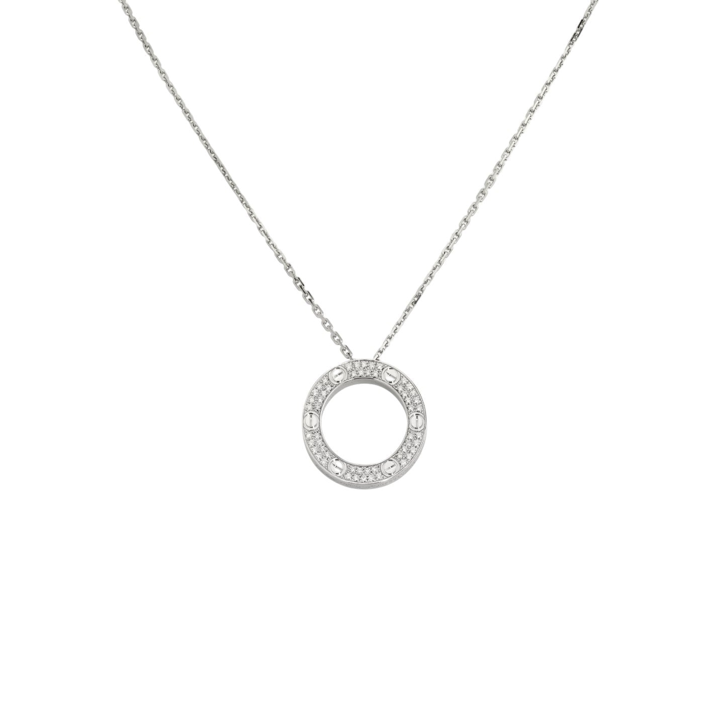 [LunaMar]LOVE LARGE CIRCULAR PENDANT FULL-PAVÉ DIAMOND NECKLACE
