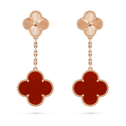 [LunaMar]CLOVER DUAL-MOTIF STATEMENT STUD EARRINGS - DOUBLE-CHARM COLLECTION