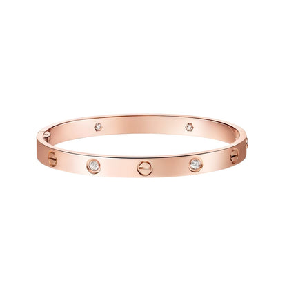 [LunaMar]CLASSIC 6.1MM LOVE SINGLE-SCREW CLOSURE BANGLE - 4-DIAMOND
