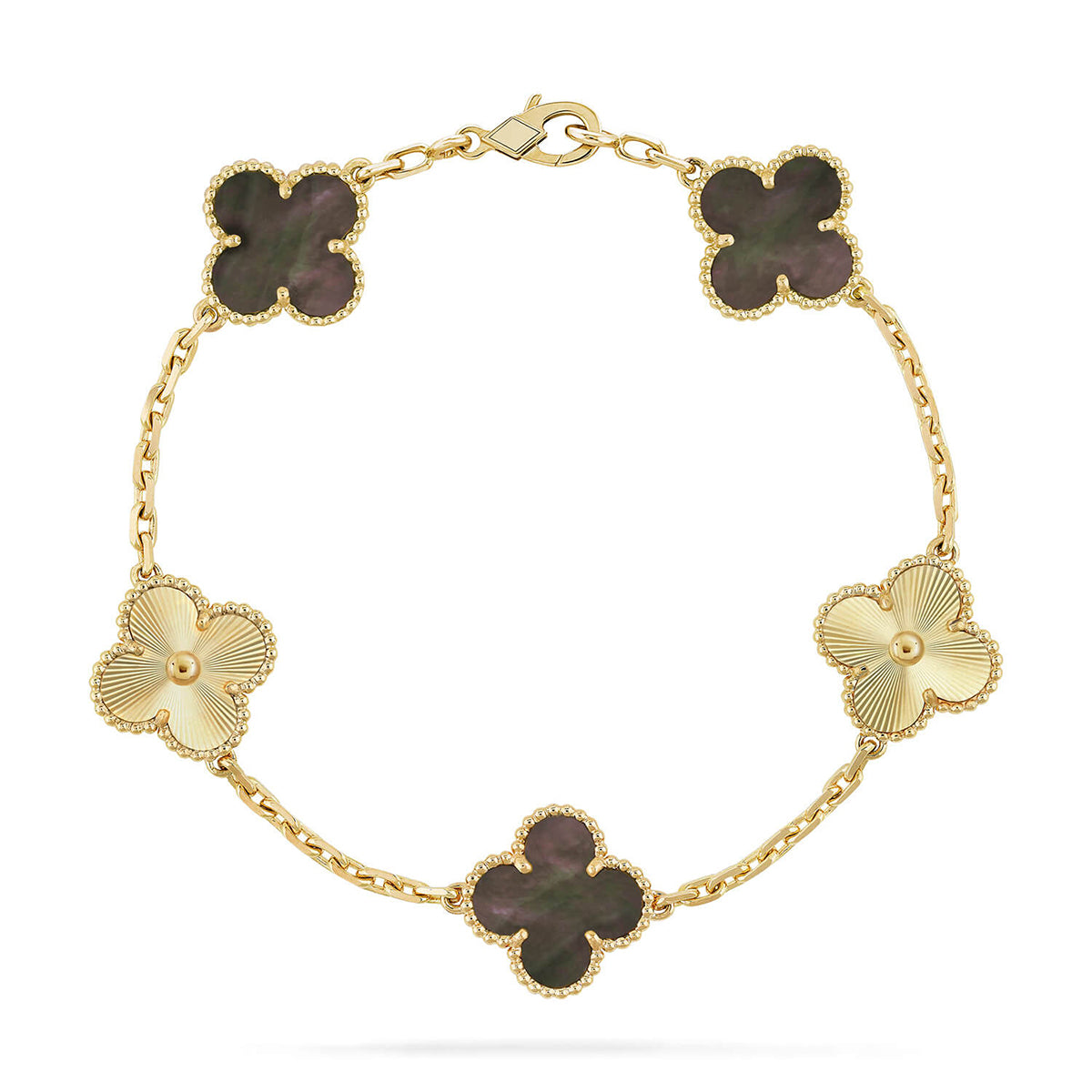 [LunaMar]LUCKY CLOVER 5-MOTIF BRACELET - GREY MOTHER-OF-PEARL COLLECTION