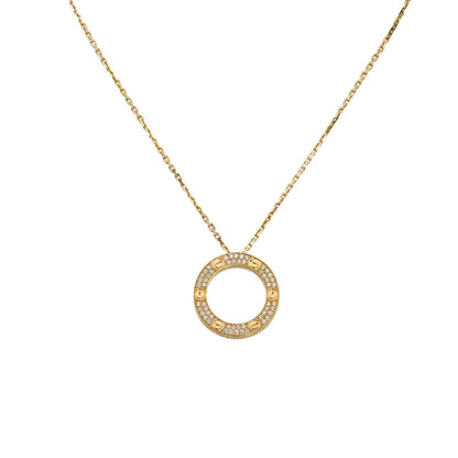 [LunaMar]LOVE LARGE CIRCULAR PENDANT FULL-PAVÉ DIAMOND NECKLACE