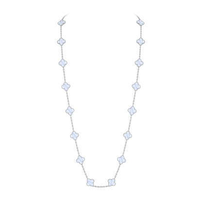 [LunaMar]CLASSIC 20-MOTIF LUCKY CLOVER LONG NECKLACE WHITE GOLD COLLECTION