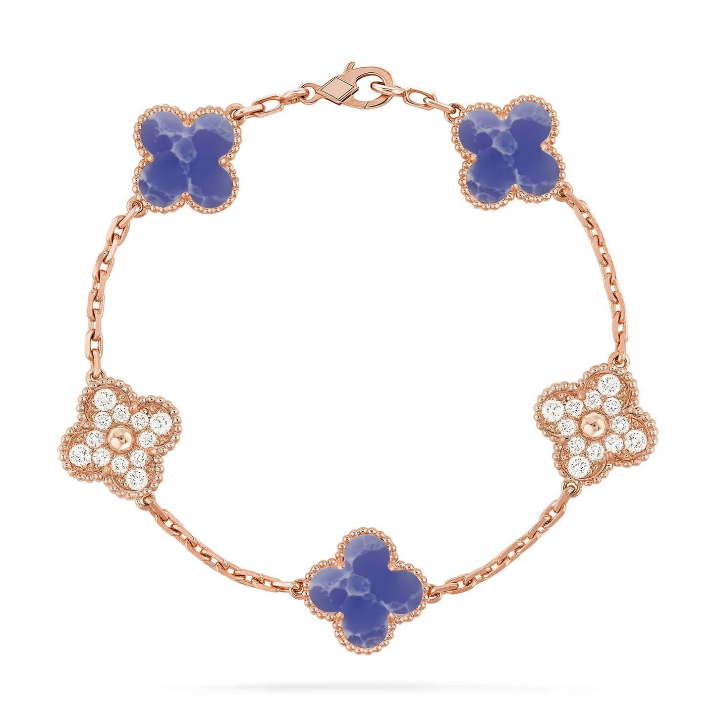 [LunaMar]LUCKY CLOVER 5-MOTIF BRACELET - BLUE LARIMAR COLLECTION