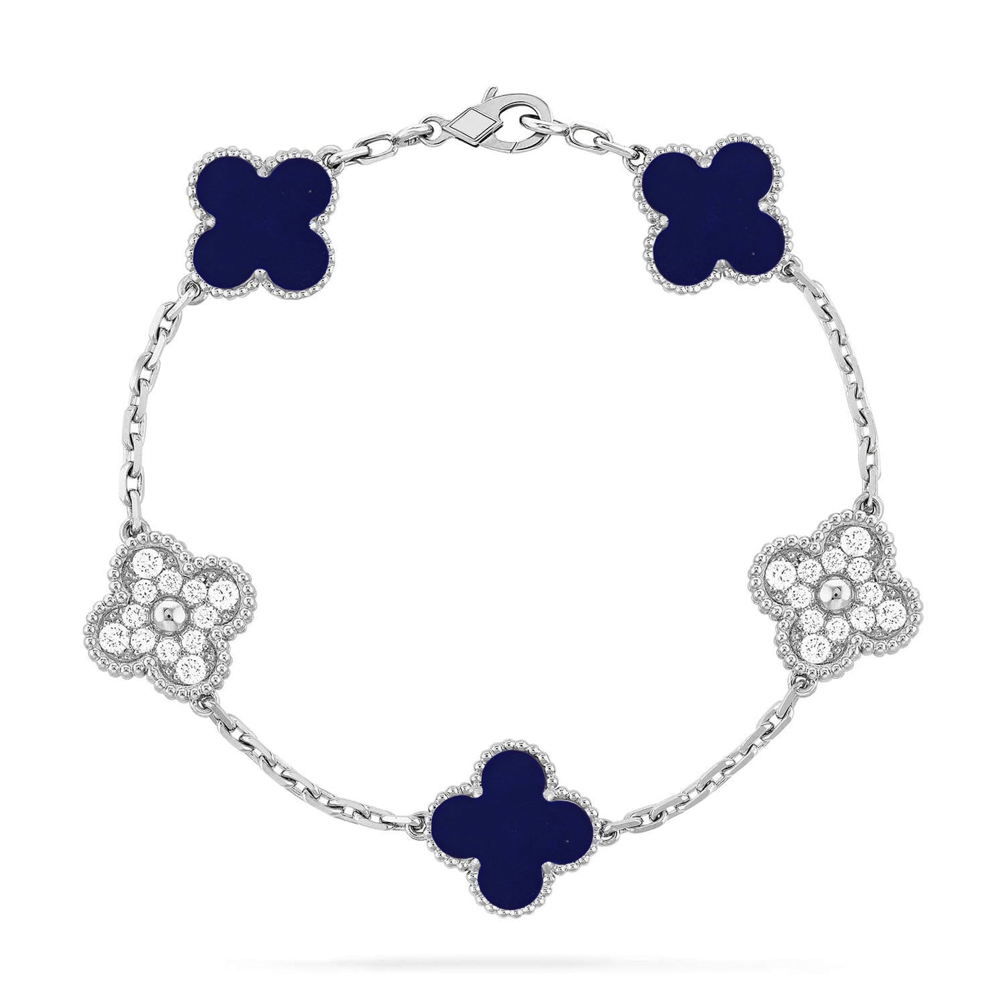 [LunaMar]LUCKY CLOVER 5-MOTIF BRACELET - LAPIS LAZULI COLLECTION