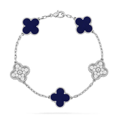 [LunaMar]LUCKY CLOVER 5-MOTIF BRACELET - LAPIS LAZULI COLLECTION