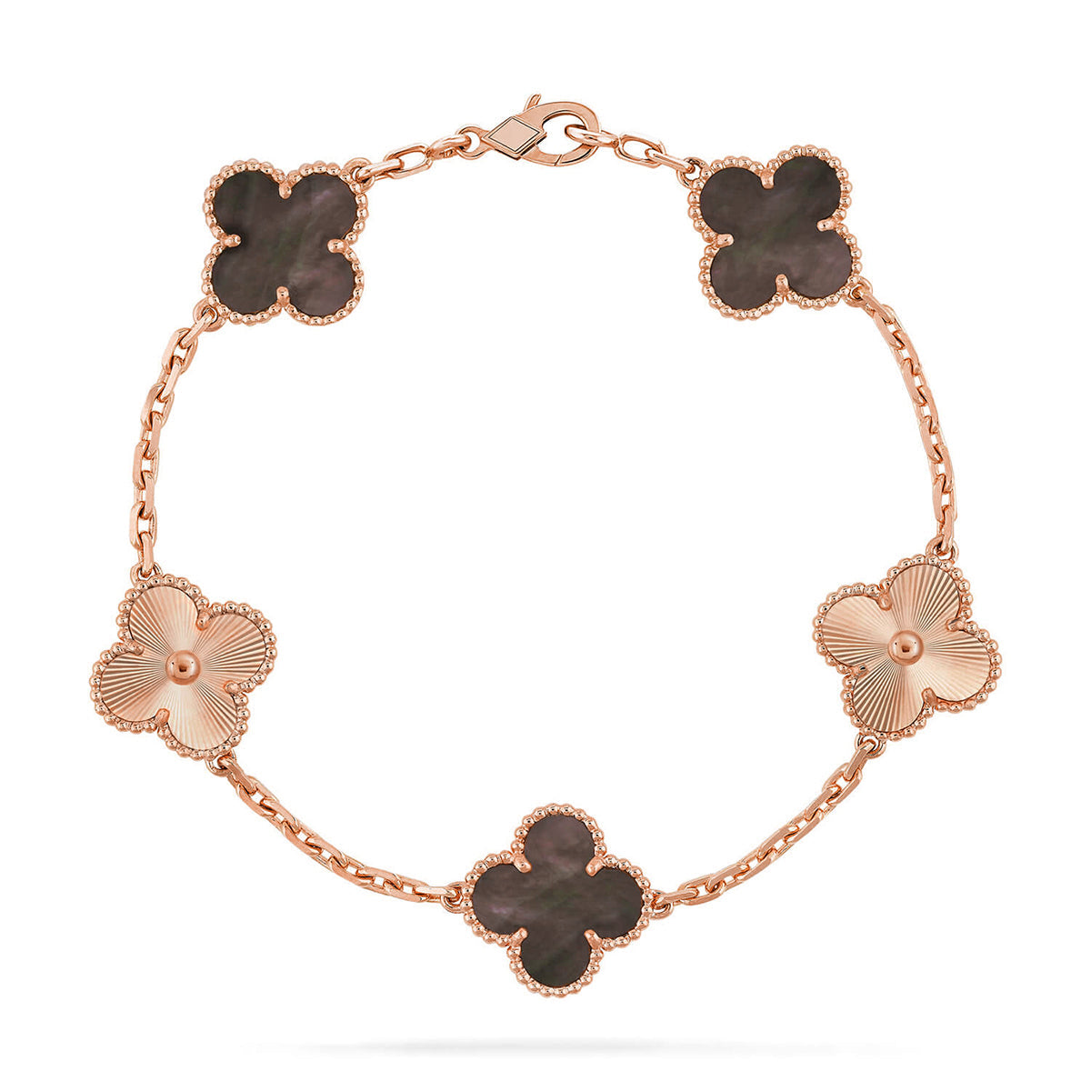 [LunaMar]LUCKY CLOVER 5-MOTIF BRACELET - GREY MOTHER-OF-PEARL COLLECTION